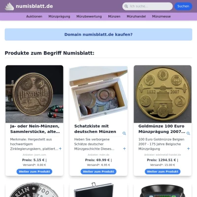 Screenshot numisblatt.de