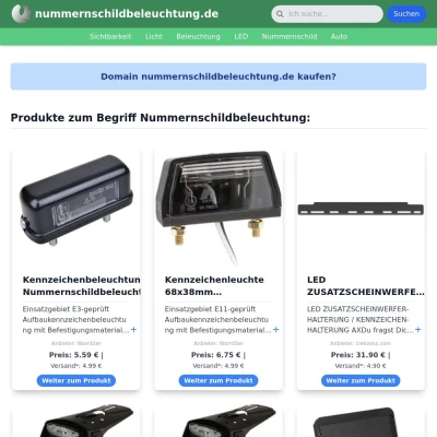 Screenshot nummernschildbeleuchtung.de