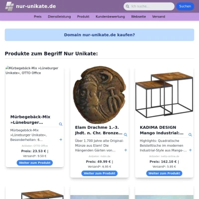 Screenshot nur-unikate.de