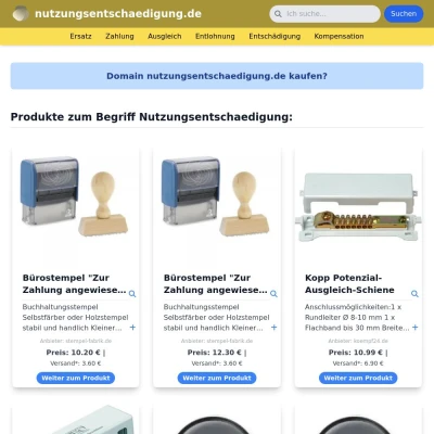 Screenshot nutzungsentschaedigung.de