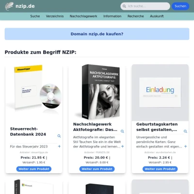 Screenshot nzip.de