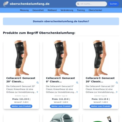 Screenshot oberschenkelumfang.de