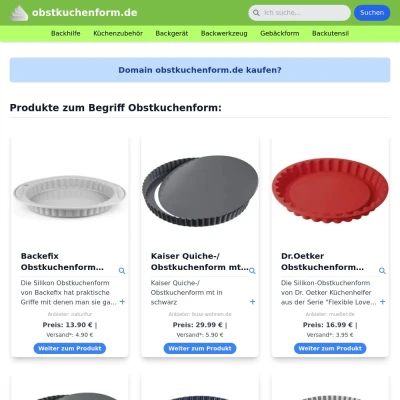 Screenshot obstkuchenform.de