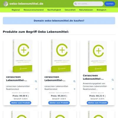 Screenshot oeko-lebensmittel.de