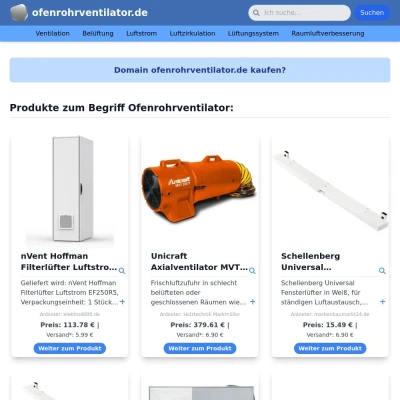 Screenshot ofenrohrventilator.de