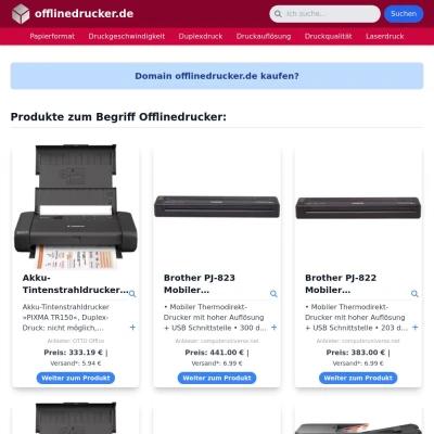 Screenshot offlinedrucker.de