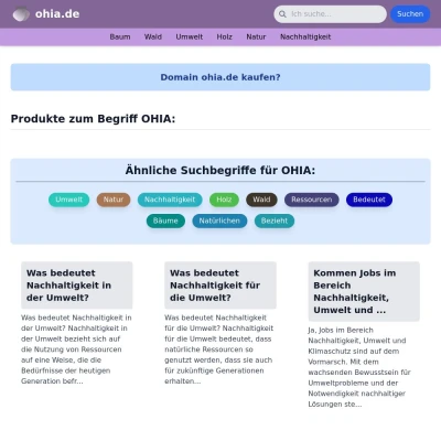 Screenshot ohia.de