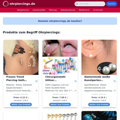 Screenshot ohrpiercings.de