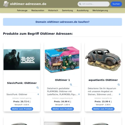 Screenshot oldtimer-adressen.de