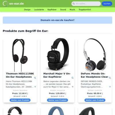 Screenshot on-ear.de