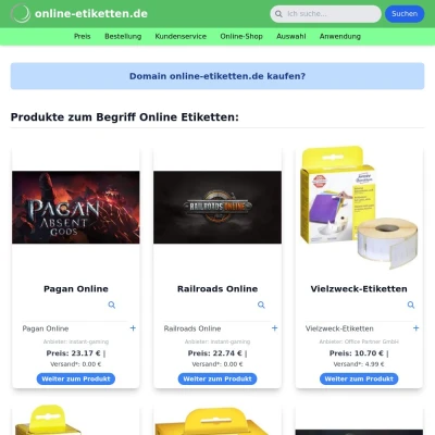 Screenshot online-etiketten.de