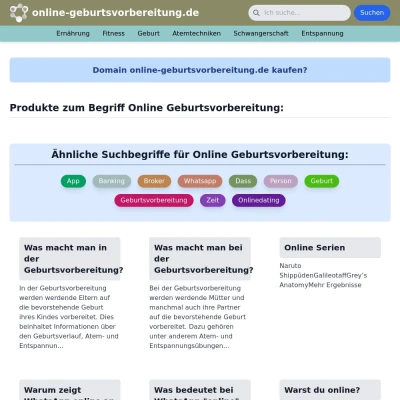 Screenshot online-geburtsvorbereitung.de