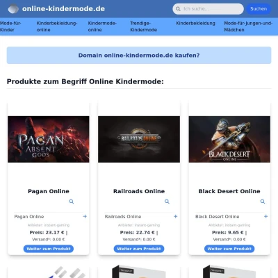 Screenshot online-kindermode.de