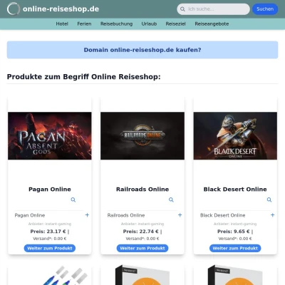 Screenshot online-reiseshop.de