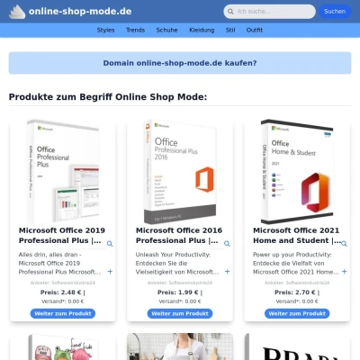 Screenshot online-shop-mode.de