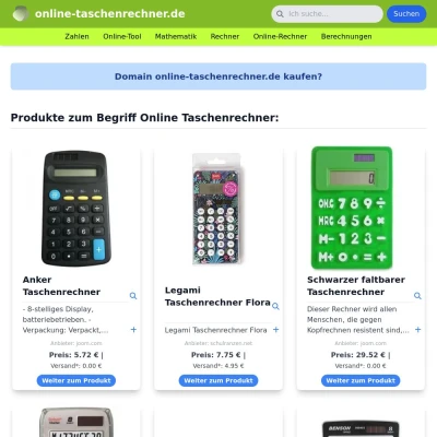 Screenshot online-taschenrechner.de