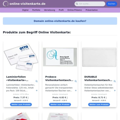 Screenshot online-visitenkarte.de