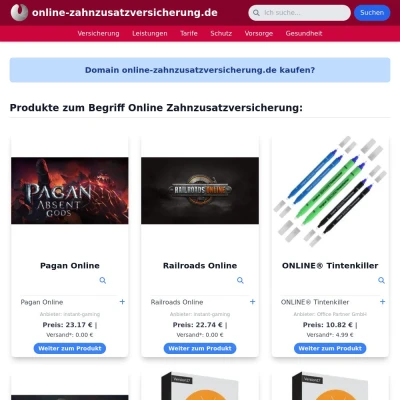 Screenshot online-zahnzusatzversicherung.de