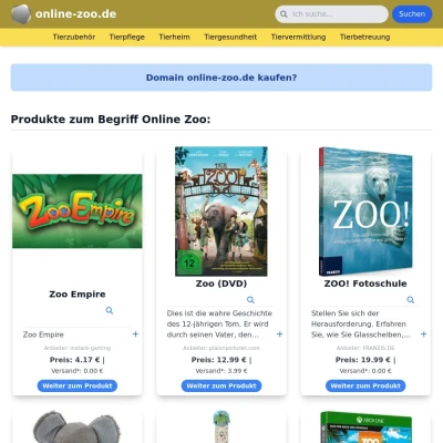 Screenshot online-zoo.de