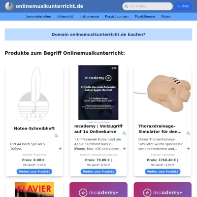 Screenshot onlinemusikunterricht.de