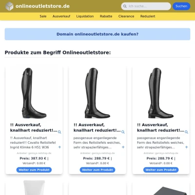 Screenshot onlineoutletstore.de