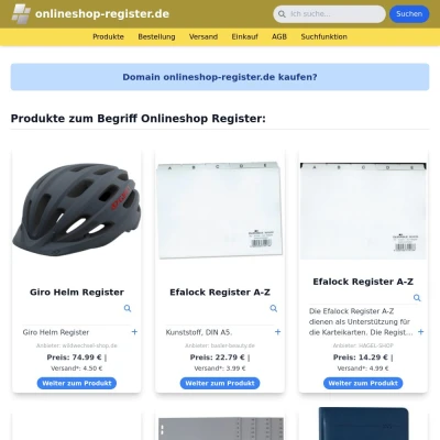 Screenshot onlineshop-register.de