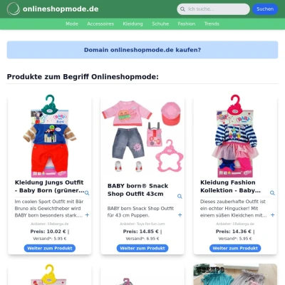 Screenshot onlineshopmode.de