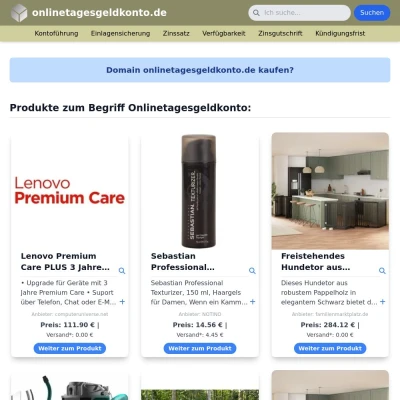 Screenshot onlinetagesgeldkonto.de