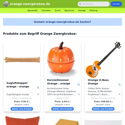 Screenshot orange-zwergkrebse.de