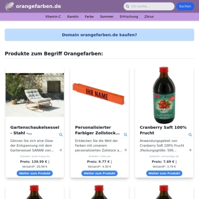 Screenshot orangefarben.de