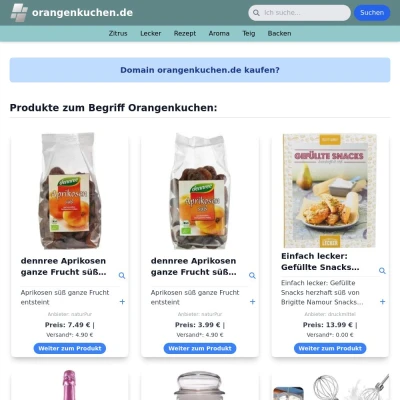 Screenshot orangenkuchen.de