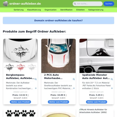 Screenshot ordner-aufkleber.de