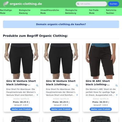 Screenshot organic-clothing.de