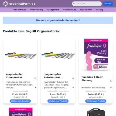 Screenshot organisatorin.de