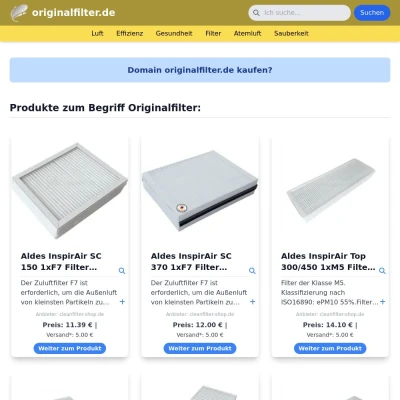 Screenshot originalfilter.de