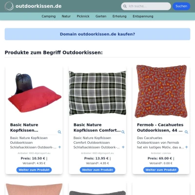 Screenshot outdoorkissen.de