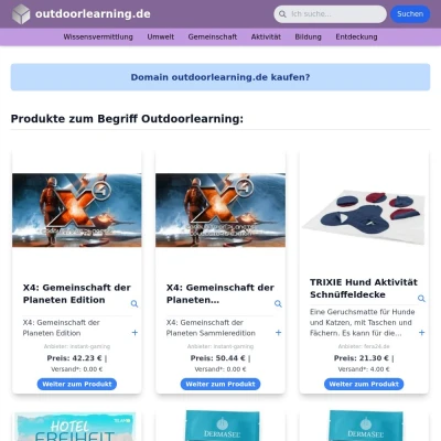 Screenshot outdoorlearning.de