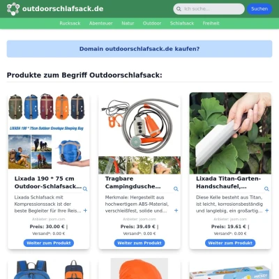 Screenshot outdoorschlafsack.de