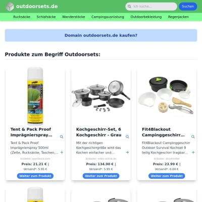Screenshot outdoorsets.de