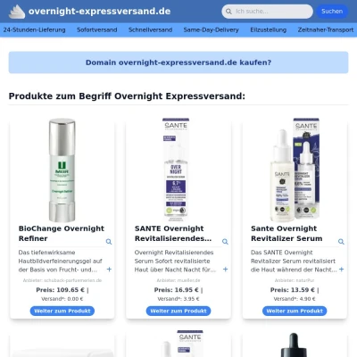 Screenshot overnight-expressversand.de