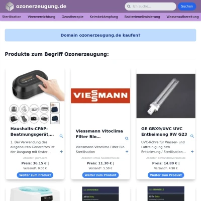 Screenshot ozonerzeugung.de