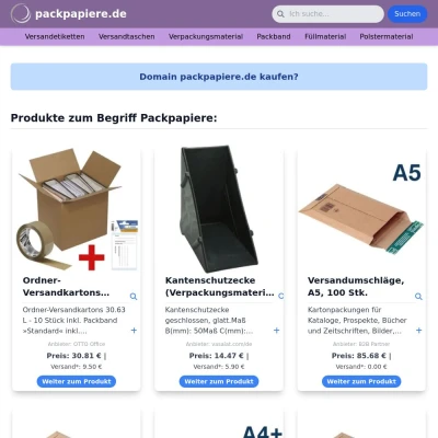 Screenshot packpapiere.de