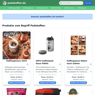Screenshot padskaffee.de