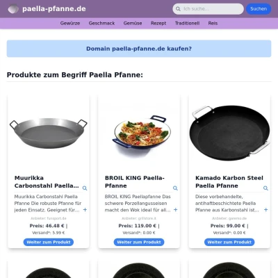 Screenshot paella-pfanne.de