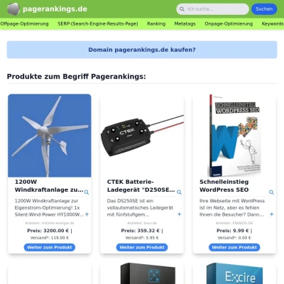 Screenshot pagerankings.de