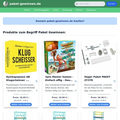 Screenshot paket-gewinnen.de