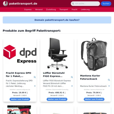 Screenshot pakettransport.de