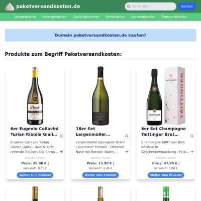 Screenshot paketversandkosten.de