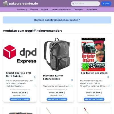 Screenshot paketversender.de