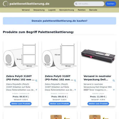 Screenshot palettenetikettierung.de